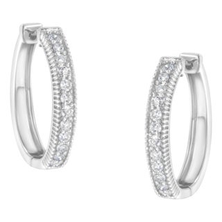 10KT White Gold Diamond Hoop Earring (1.00 cttw, H-I Color, I1-I2 Clarity) For Sale