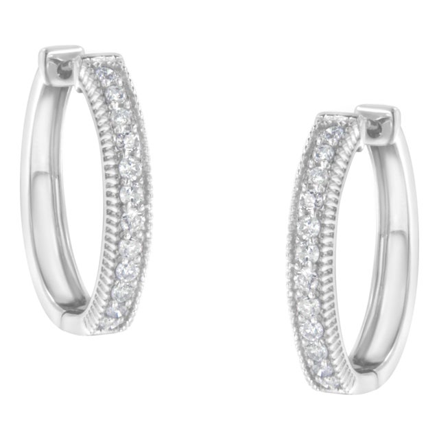 10KT White Gold Diamond Hoop Earring (1.00 cttw, H-I Color, I1-I2 Clarity) For Sale