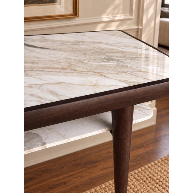 Porada Chantal Console in White Calacatta Marble & Black Ash For Sale - Image 4 of 7