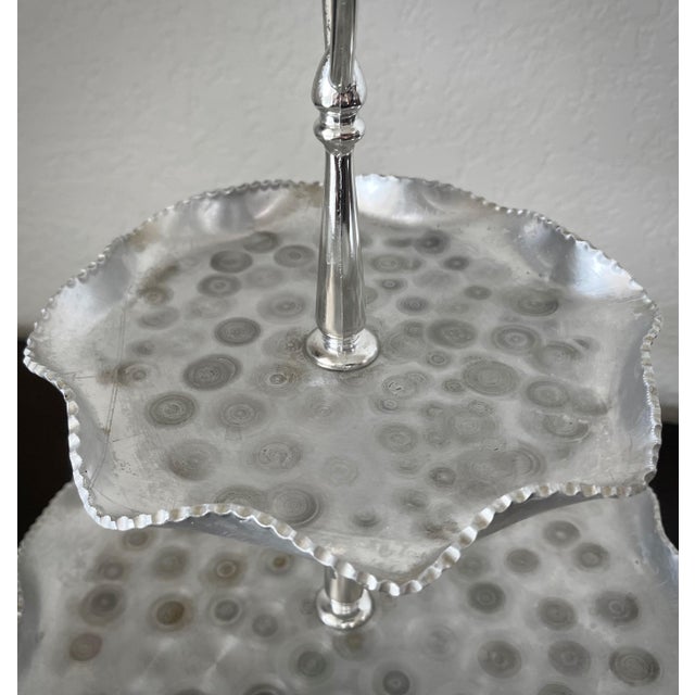 Mid 20th-Century Hand Forged Aluminum “Atomic” Swirl Design Three-Tier Centerpiece Tray For Sale - Image 14 of 18
