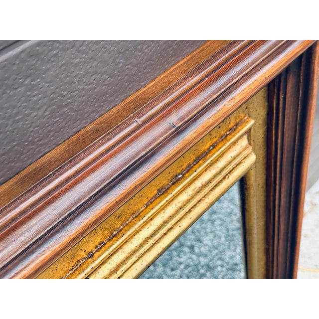 Vintage Italian Walnut and Gold Leaf Framed Wall Mirror For Sale - Image 10 of 10