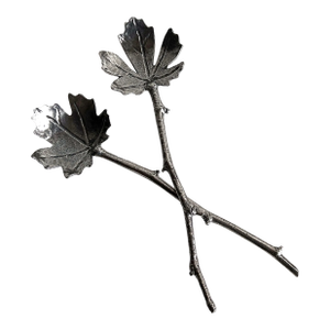 Vintage Sculptural Maple Leaf & Branch Salad Servers in Silver – A Pair
