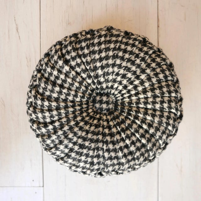 Interior Designer Cameron Stewart's Iconic Mid-Century Mommy Pop Pillow in a soft black and ivory Scottish wool limited...