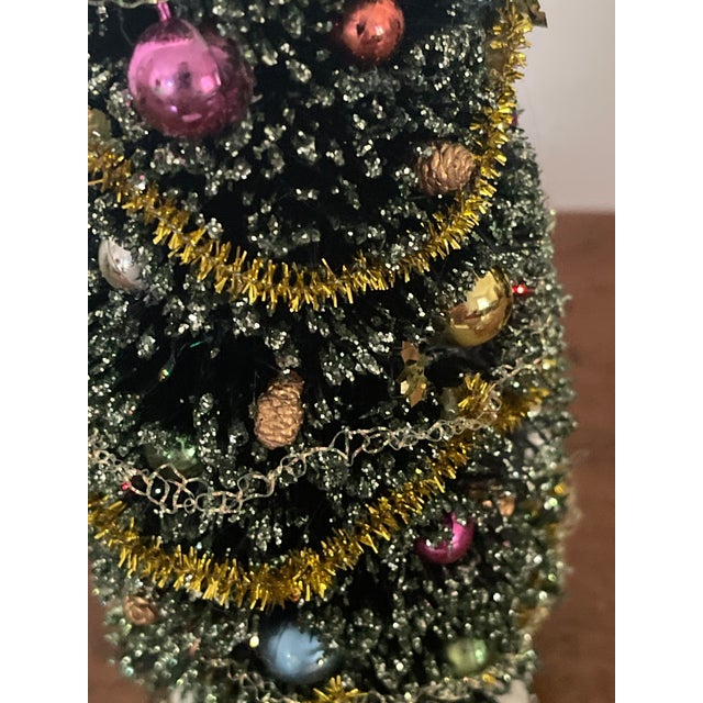 Shabby Chic 3 Small Vintage Bottlebrush Holiday Trees W Lights For Sale - Image 3 of 3