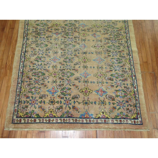 Persian Mahal square size carpet with an eloquent and colorful all-over design on a flesh colored field, circa 1940,...