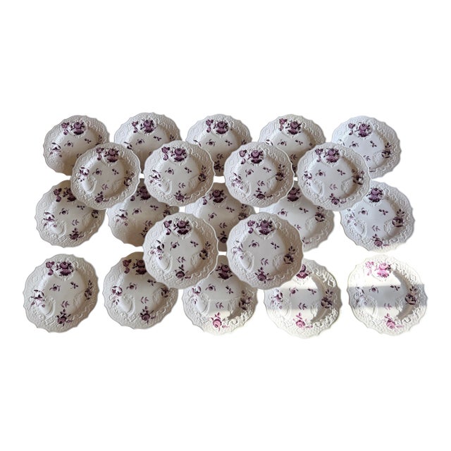 Set of 21 Antique Job Ridgway Cauldon Place Dessert Plates, Pattern B1154, Circa 1808-1814 For Sale