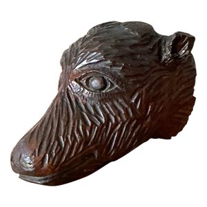Vintage Boho Black Forest Carved Boar Head