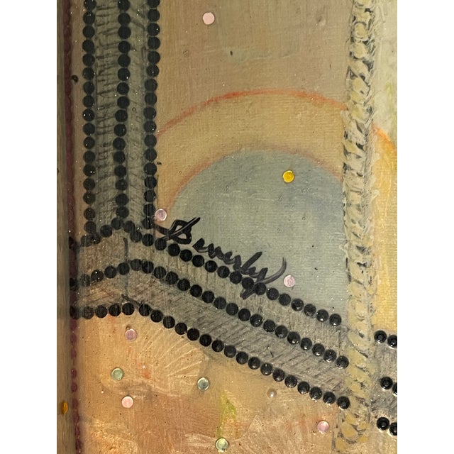 American 1970s Beverly Robert’s Seahorse Painting With Beaded Frame For Sale - Image 3 of 7
