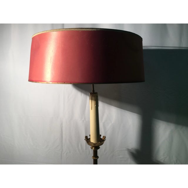 Brass Floor Lamp 1970s. The lampshade has a stain. European Plug (up to 250V).The wiring of this item may be original and...