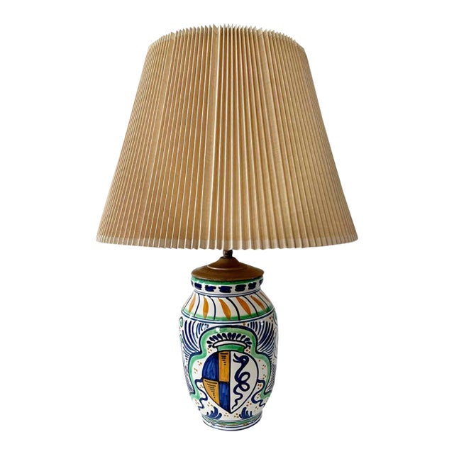 Vintage Italian Lamp - Hand Painted Glazed Ceramic For Sale