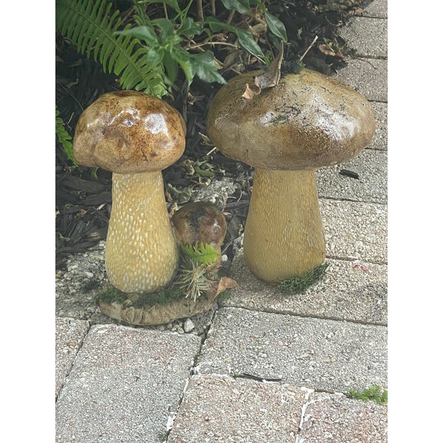 1960s 1960s Two Boletus Mushrooms Garden Concrete Ornaments, 2 Pieces For Sale - Image 5 of 6