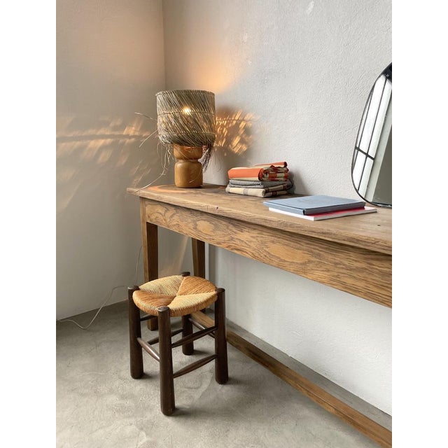 Vintage Wood and Straw Lamp, 1950s For Sale - Image 16 of 18