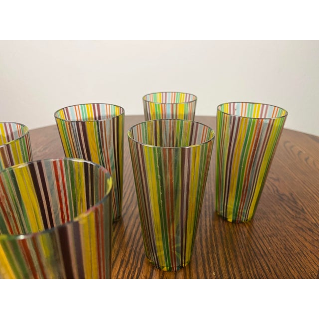 Glass Vintage Glasses with Murano Glass Carafe by Gio Ponti for Venini, 1950s, Set of 7 For Sale - Image 7 of 9