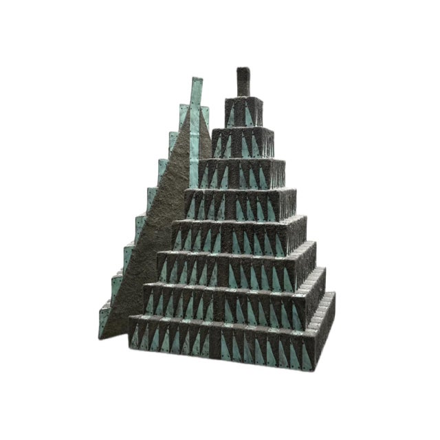 Wood Debra Sachs Split Pyramid III Two-Part Sculpture in Sand and Copper Over Wood For Sale - Image 7 of 7