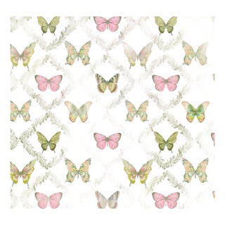 Butterfly Trellis Pastel Grasscloth Wallpaper by House Party | 8 Yards For Sale