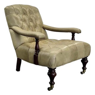 George Smith Edwardian Style Tufted Leather Chair For Sale