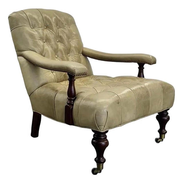 George Smith Edwardian Style Tufted Leather Chair For Sale
