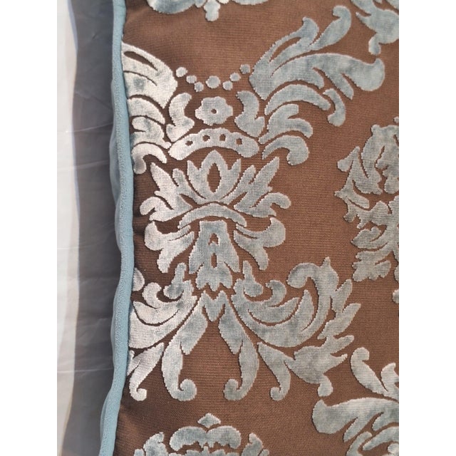 Late 20th Century Pair of Velvet & Damask Accent Pillows –17x17 For Sale - Image 5 of 8