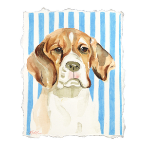I Hunt Rabbits - Playful Dog Pet Portrait Mixed Media Painting on Paper Original Artwork by Kellie Newsome