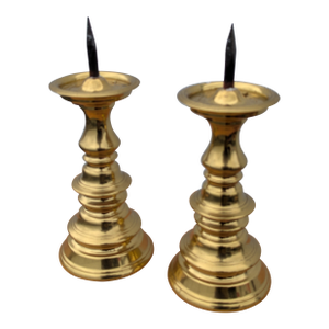 Vintage Virginia Metalcrafters Large Solid Brass Candle Holders - A Pair