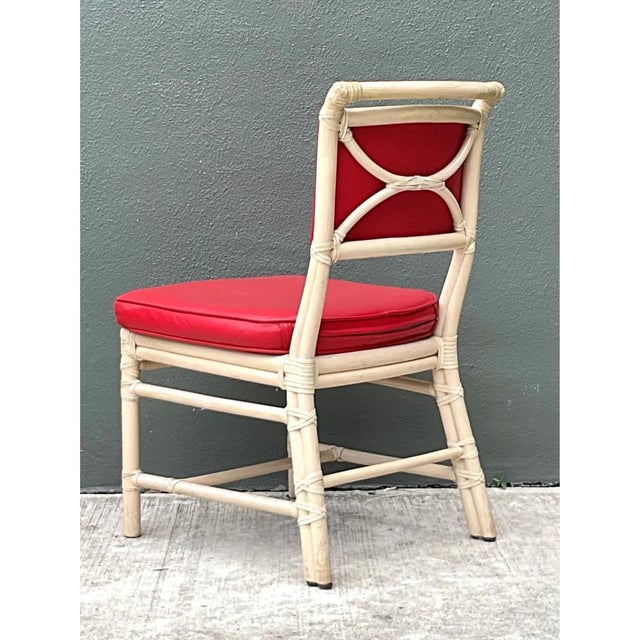 Vintage McGuire Red Upholstered Rattan Desk Chair For Sale - Image 10 of 12