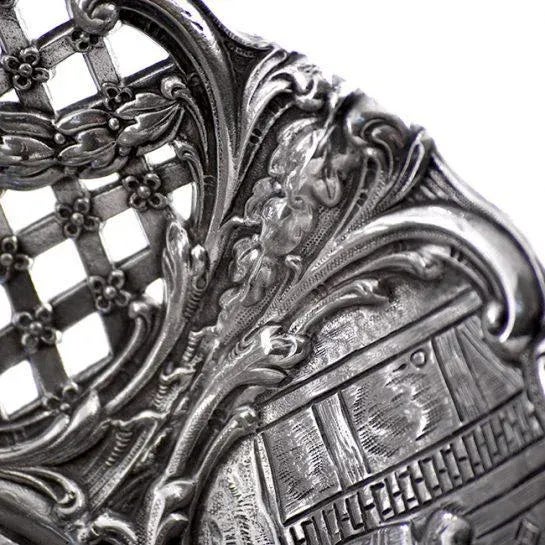 19th Century German / Dutch Rococo Revival Repoussé Silver Centerpiece Basket For Sale - Image 10 of 13