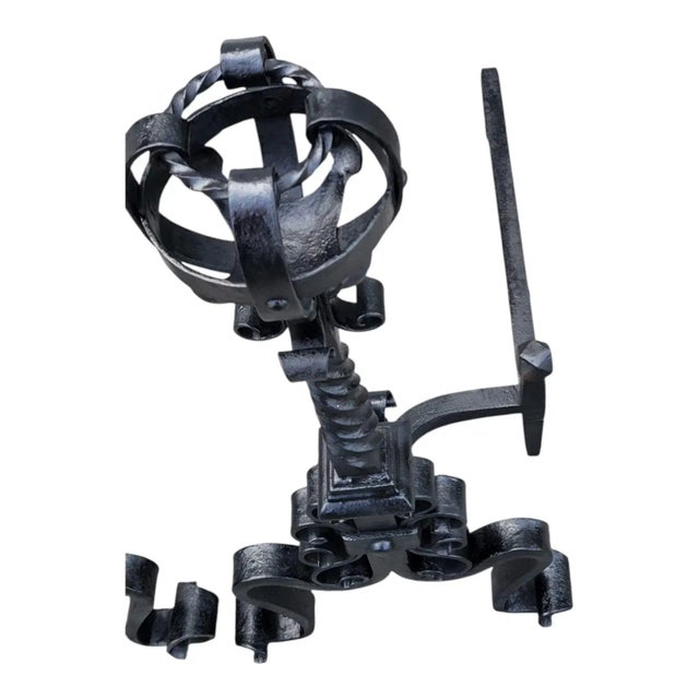 Pair of 1920s Wrought Iron Andirons Arts & Crafts Fireplace Antique For Sale - Image 10 of 14