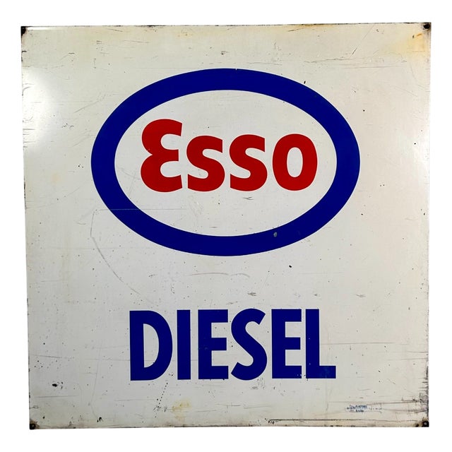 Esso Diesel Sign in Enamel from Plastemal, Nivelles, 1968 For Sale