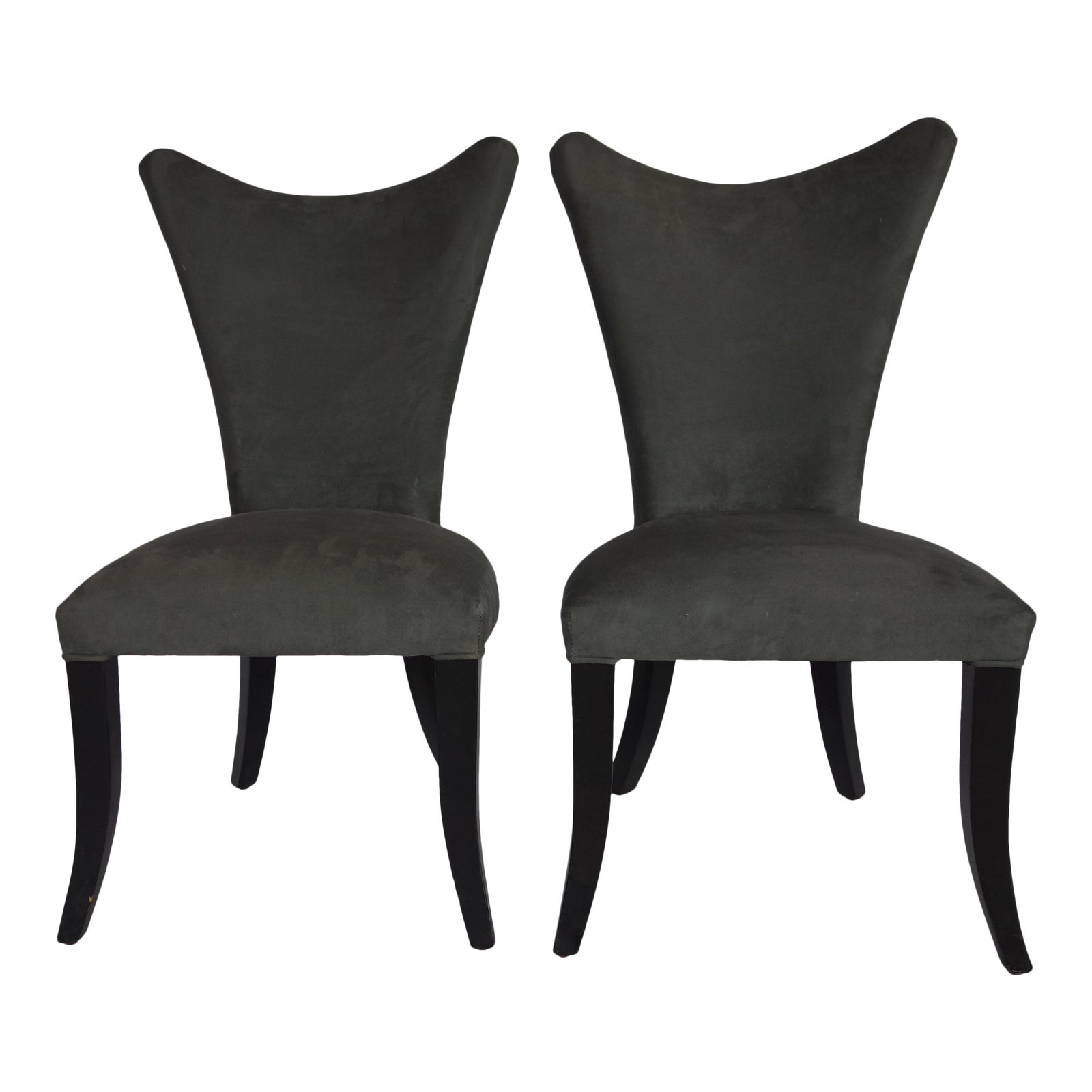 Modern Black Upholstered Dining Chairs Pair Chairish