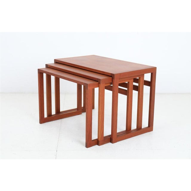 Danish Modern Minimalist Model #253 Nesting Tables in Teak, 1960s, Set of 3 For Sale - Image 10 of 10