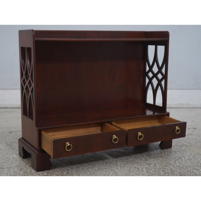 Baker Furniture Company Pair Baker Chippendale Mahogany 1 Drawer Small Bookshelves For Sale - Image 4 of 18