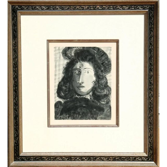 1980s Plate 4 Portrait Pochoir After Pablo Picasso For Sale