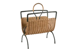 Leather Steering Magazine Rack by Jacques Adnet, 1950s