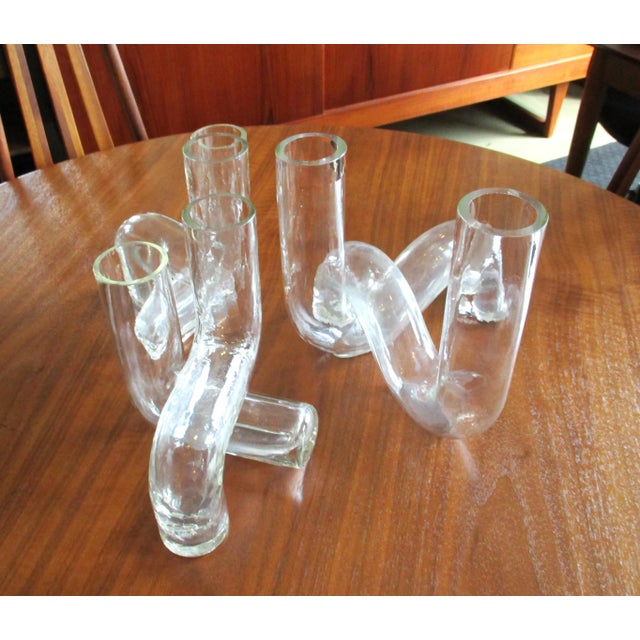 Transparent 6 Piece Alvino Bagni Pidou Sculptural Glass Puzzle Vases Italy For Sale - Image 8 of 8