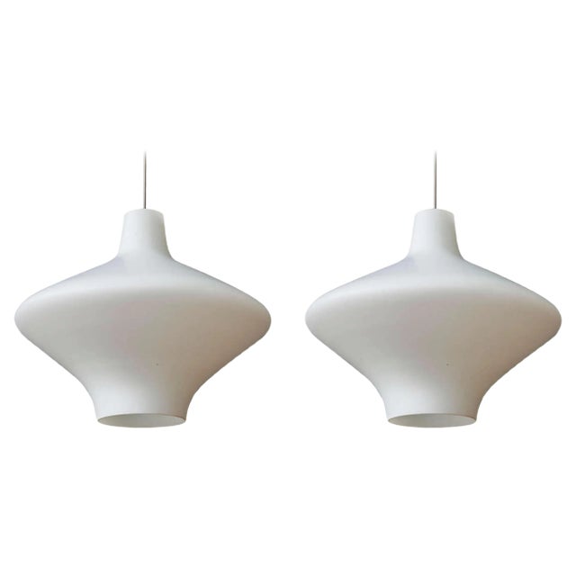 Scandinavian Saturn Opaline Glass Pendant For Sale