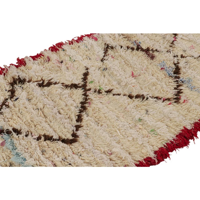 Rug & Kilim 1950s Azilal Moroccan Rug in Beige With Red-Brown Patterns by Rug & Kilim For Sale - Image 4 of 7
