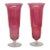 Pink Flash Optic Glass Footed Vases Pair of 2 Mid Century Modern Style 5078b For Sale