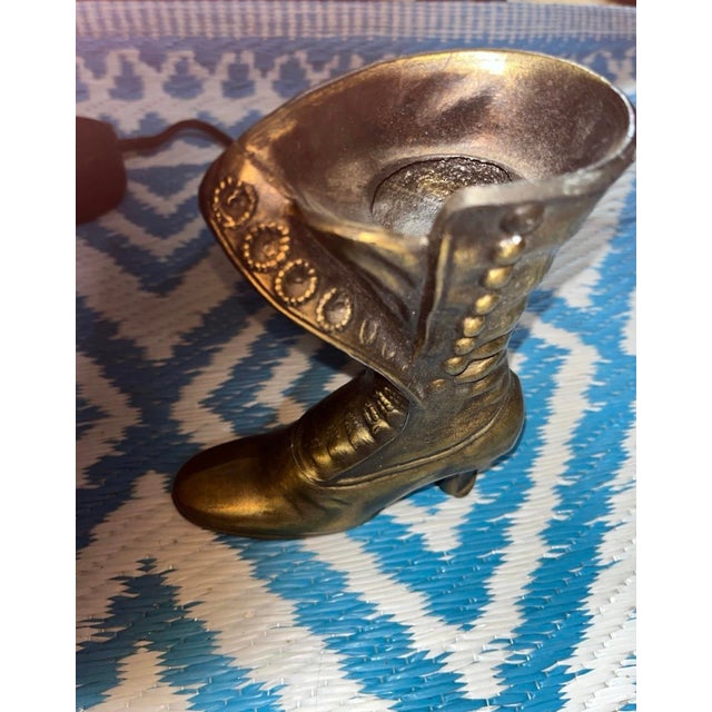 Mid-Century Modern 1960s Brass Victorian Boot Vase Planter For Sale - Image 3 of 6