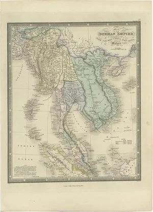 Antique Map of the Burmese Empire by Wyld, 1845