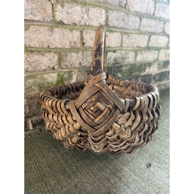 Vintage, Antique Woven Wicker Basket With Handle | Chairish