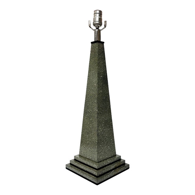 Relocation Super Sale! High 1980s Postmodern Gray Obelisk Table Lamp For Sale