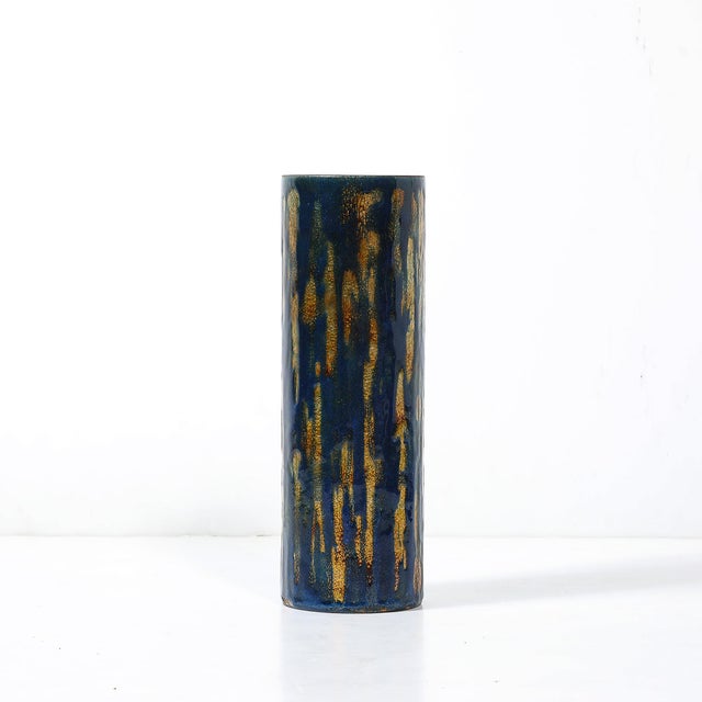 Mid-Century Ultramarine Blue Enamel on Copper Vase Signed Anne-Grete Plöen For Sale In New York - Image 6 of 12