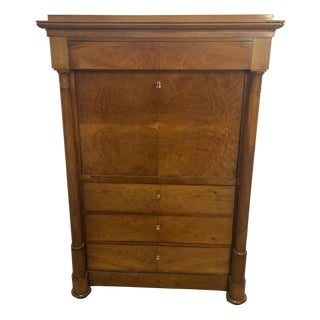 Biedermeier Secretary in Walnut with Full Columns, 1820s For Sale