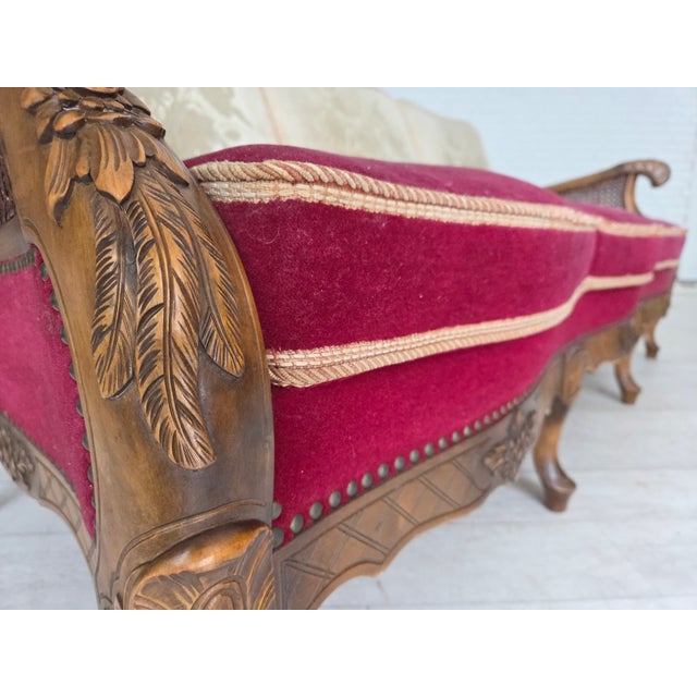 Danish 3-Seater Sofa in Red Velour and Mesh, 1930s For Sale - Image 11 of 18