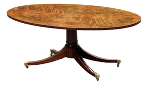 Regency Style Flame Mahogany Banded Oval Coffee Table
