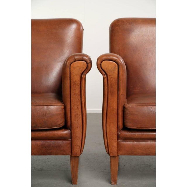 Vintage Sheepskin Leather Armchairs, Set of 2 For Sale - Image 10 of 15