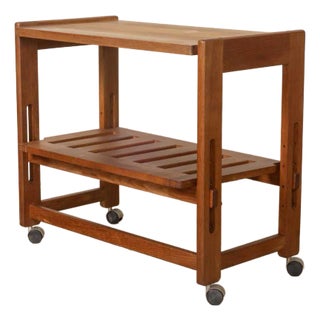 1950s French Carved Bar Cart in the Style of Guillerme Et Chambron For Sale