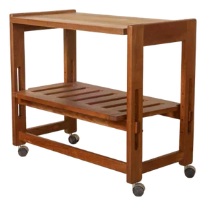 1950s French Carved Bar Cart in the Style of Guillerme Et Chambron