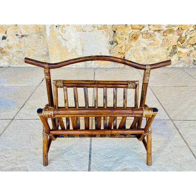 Vintage Bamboo Rattan Magazine Rack, 1970s For Sale - Image 4 of 16