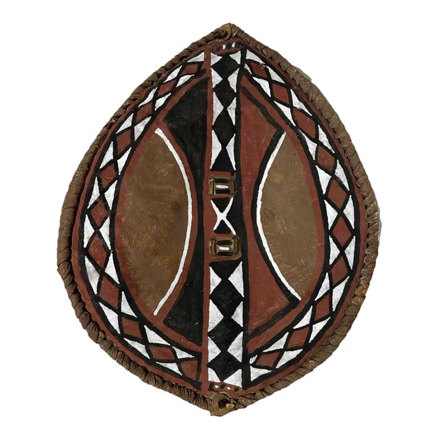 Handmade Midcentury African Maasai Hide Warrior Shield For Sale